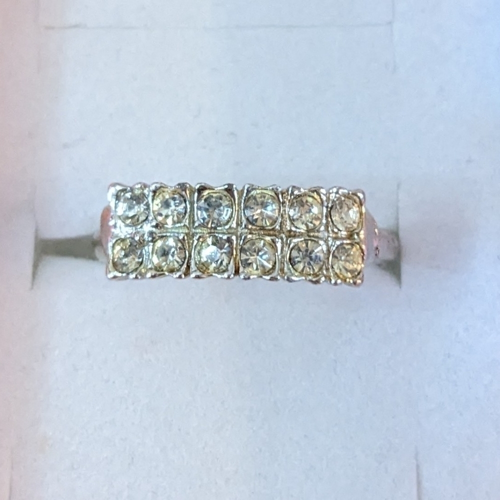 New rectangle rhinestone beautiful engagement wedding ring size 9, T1B7J